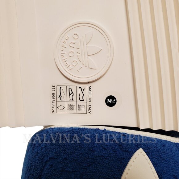 GUCCI MENS SHOES ADIDAS X GG BLUE COTTON SPONGE PLATFORM SANDAL SLIDE sz 9 9.5 - Picture 16 of 16